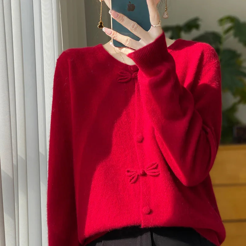 Women New Fashion Autumn Winter 100% Merino Wool Sweater .