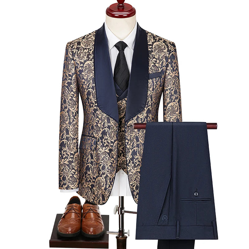 Spring  Men's British Style Business Casual Three-Piece Suit .