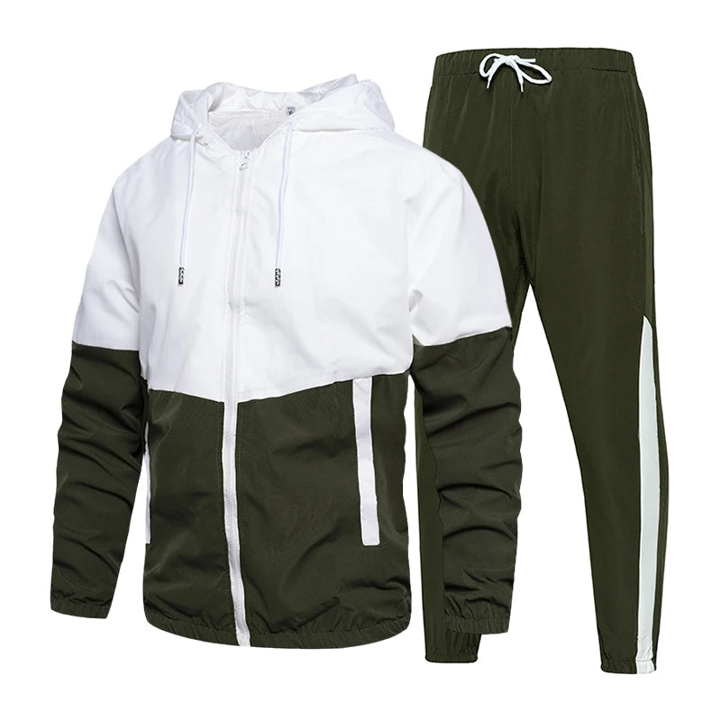 Spring Autumn Men Tracksuit Casual Set Mens Joggers Hooded Sportswear Jackets Pants 2 Piece Sets Hip Hop Running Sports Suit
