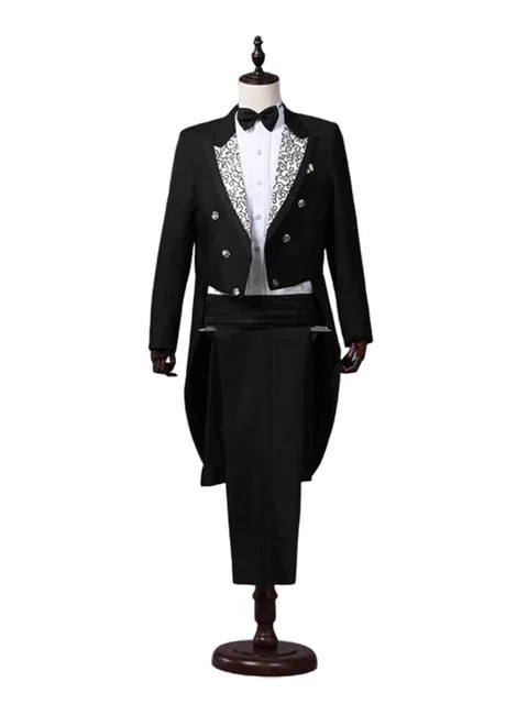 Men's Tuxedo Costume Vintage Formal Tailcoat Slim Fits.