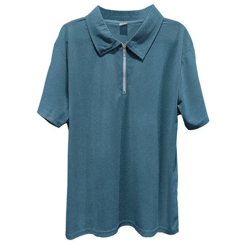 Casual Mens Corduroy Suits Short Sleeve Zipper Polo Shirts And Pants Mens Two Piece Sets Streetwear 2024 Summer Fashion Outfits