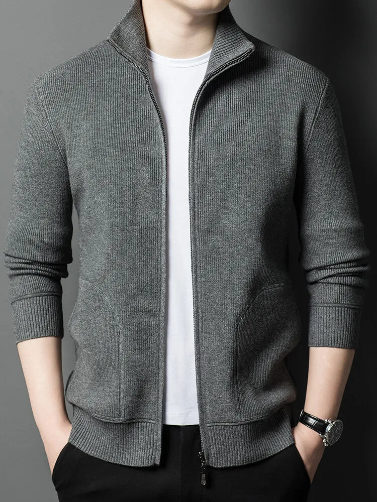 Solid Color Long-sleeved Stretch Cardigan for Men,