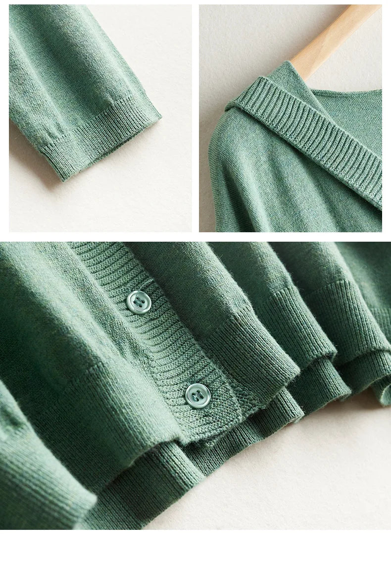 Birdtree 63.9% Silk Cashmere Blended Cardigan Hooded Loose Long Sleeve Knitted Coat Solid Casual Women's Top Autumn New T38533QM