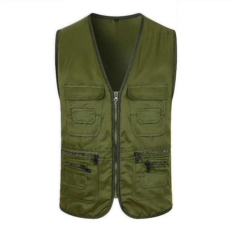 Work Clothes Vest Multi-pocket Solid Color Casual Sleeveless.