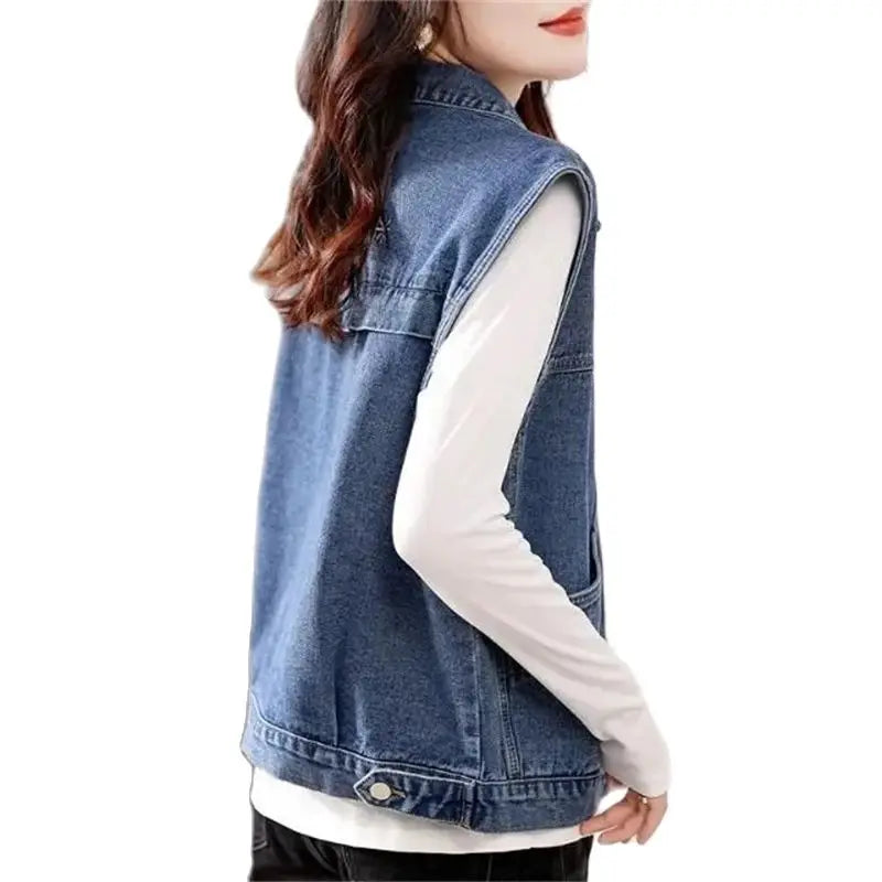 Women's Denim Vest Jacket New Spring And Autumn Elegant.