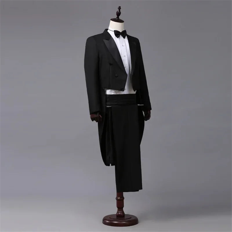 Men's Tuxedo Costume Vintage Formal Tailcoat Slim Fits.