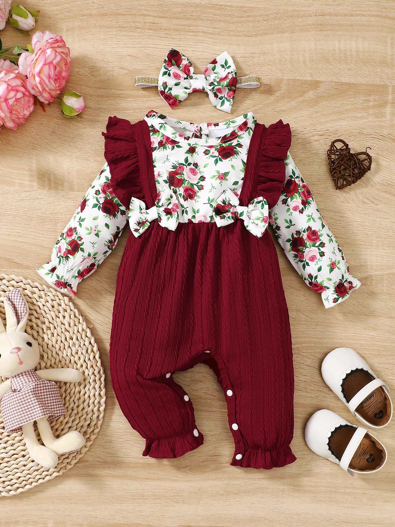 0-18 Months Newborn Baby Girl Romper Cute Floral Long Sleeve .