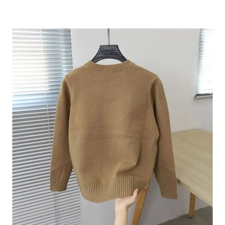 2023 Autumn and Winter Korean Edition Simple Solid Color Pullover Round Neck Soft and Versatile Popular Underlay Knitted Sweater