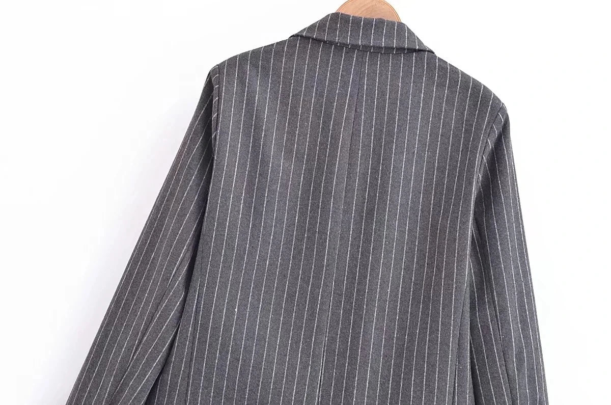 XNWMNZ  Women's Fashion Pinstripe Blended Blazer.