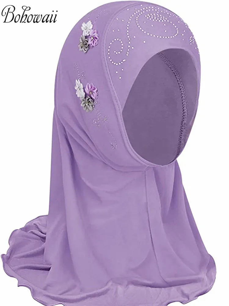 BOHOWAII Kids Girls Muslim Instant Hijab Ready To Wear.