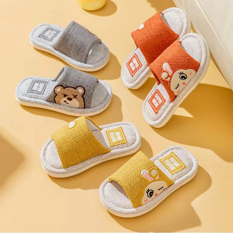 Kids Shoes Slippers Breathable Cotton Linen Boys Girls .