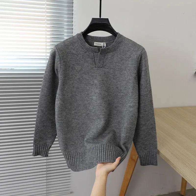 2023 Autumn and Winter Korean Edition Simple Solid Color Pullover Round Neck Soft and Versatile Popular Underlay Knitted Sweater