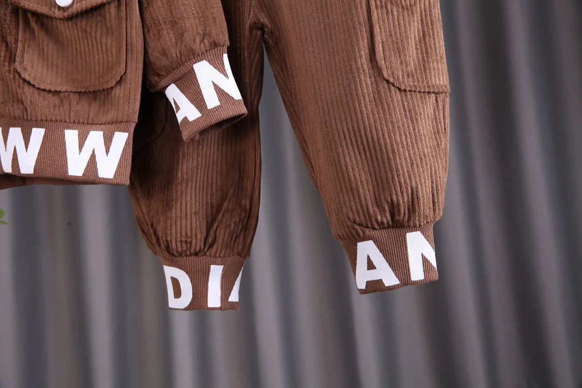 Baby boy clothes corduroy zipper long sleeved casual sports .