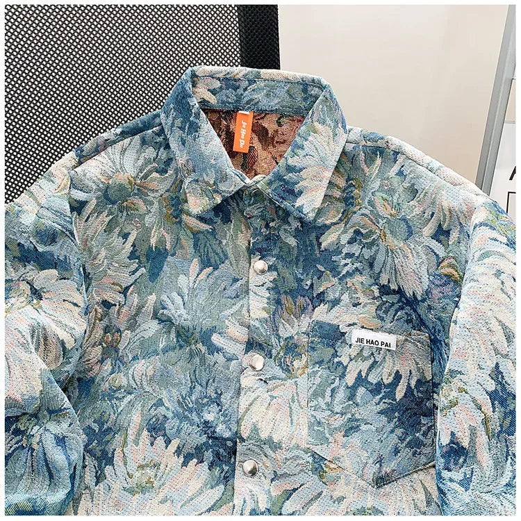 American Style Jacquard Printing Oil Painting Casual Jacket For Men.