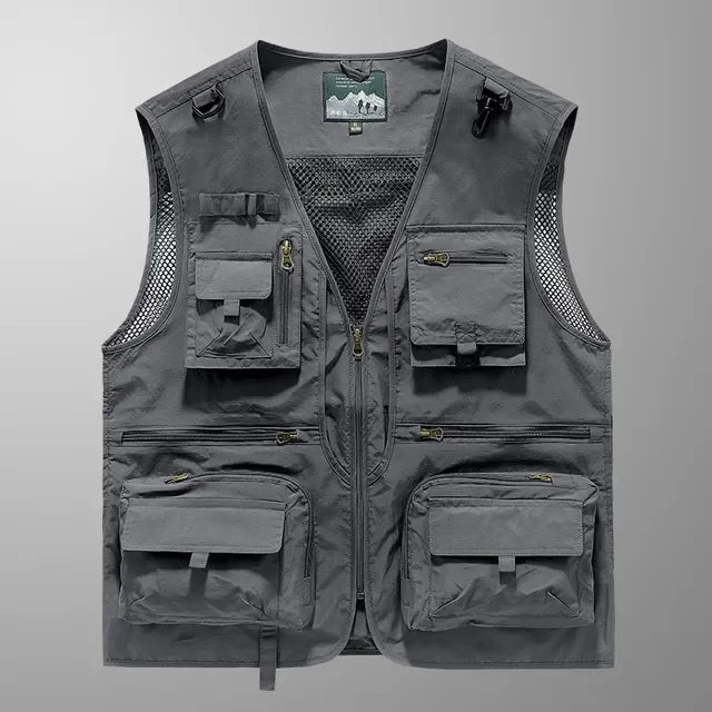 14 Pockets Summer New Men US Tactical Hiking Fishing Vest Mens.