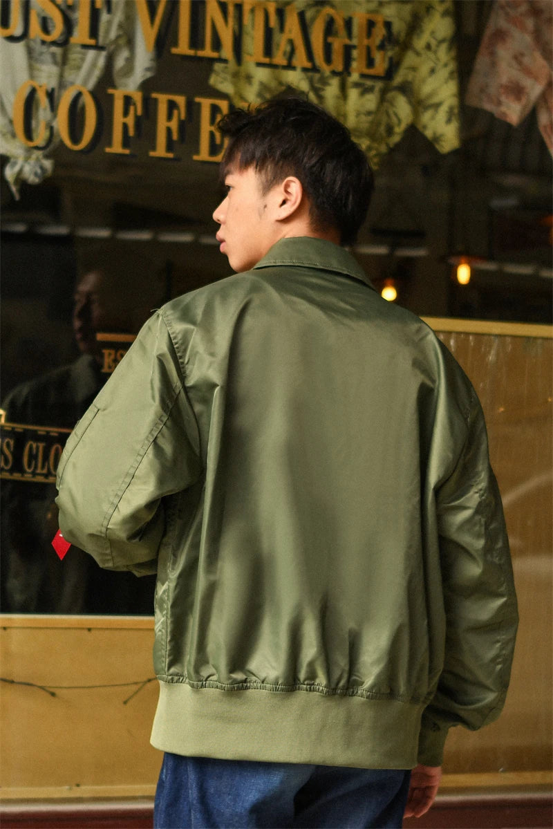 TOP GUN CWU-36P Spring Patched Military Style Bomber Pilot Flight Thin Coat.
