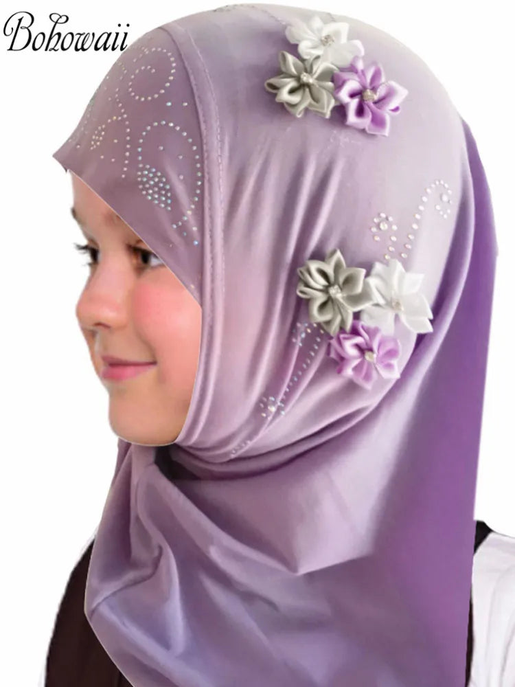 BOHOWAII Kids Girls Muslim Instant Hijab Ready To Wear.