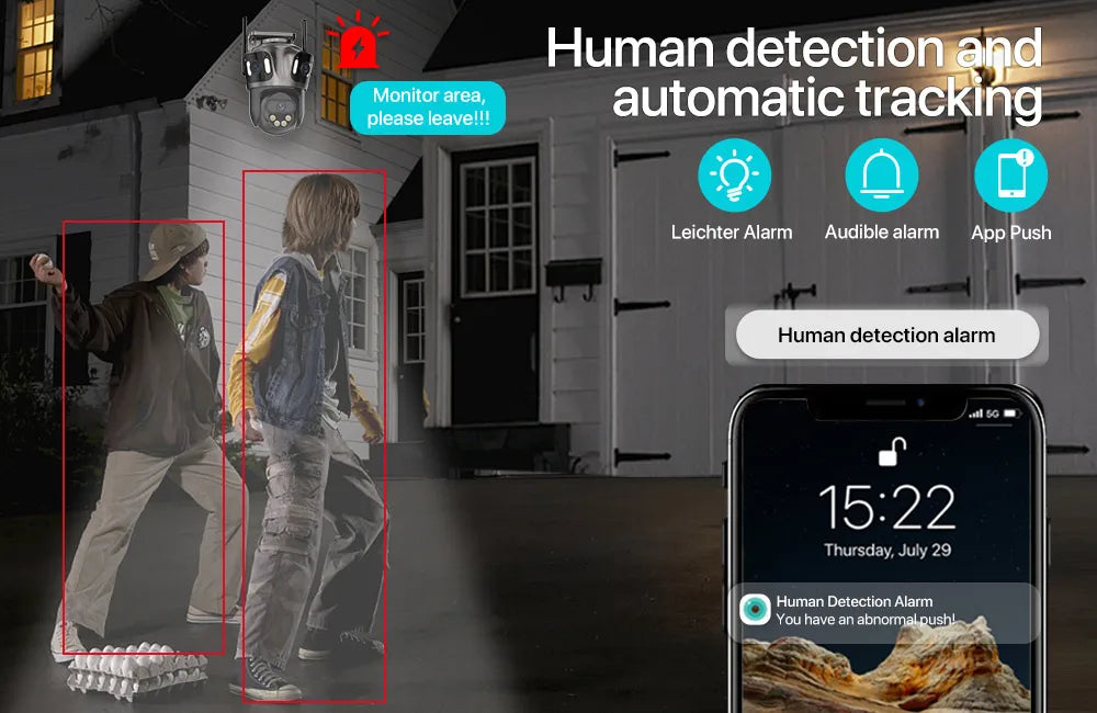 6K HD Outdoor IP Camera WiFi Three Lens