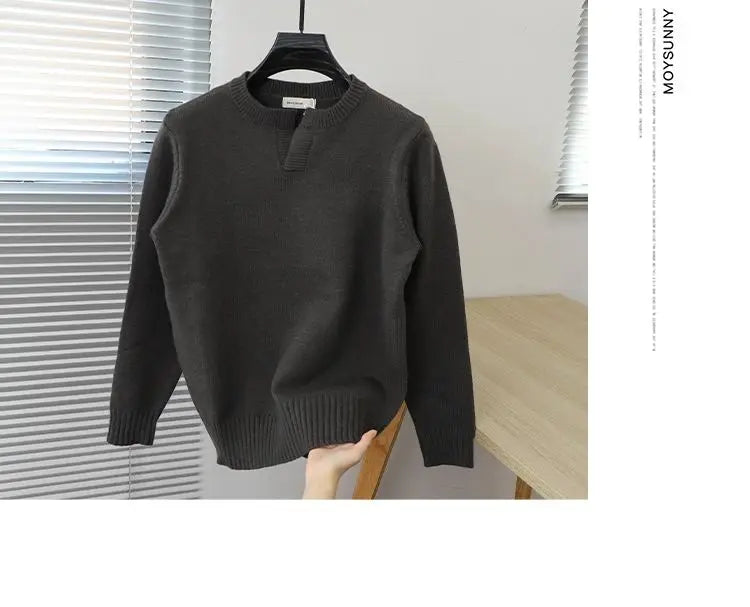 2023 Autumn and Winter Korean Edition Simple Solid Color Pullover Round Neck Soft and Versatile Popular Underlay Knitted Sweater