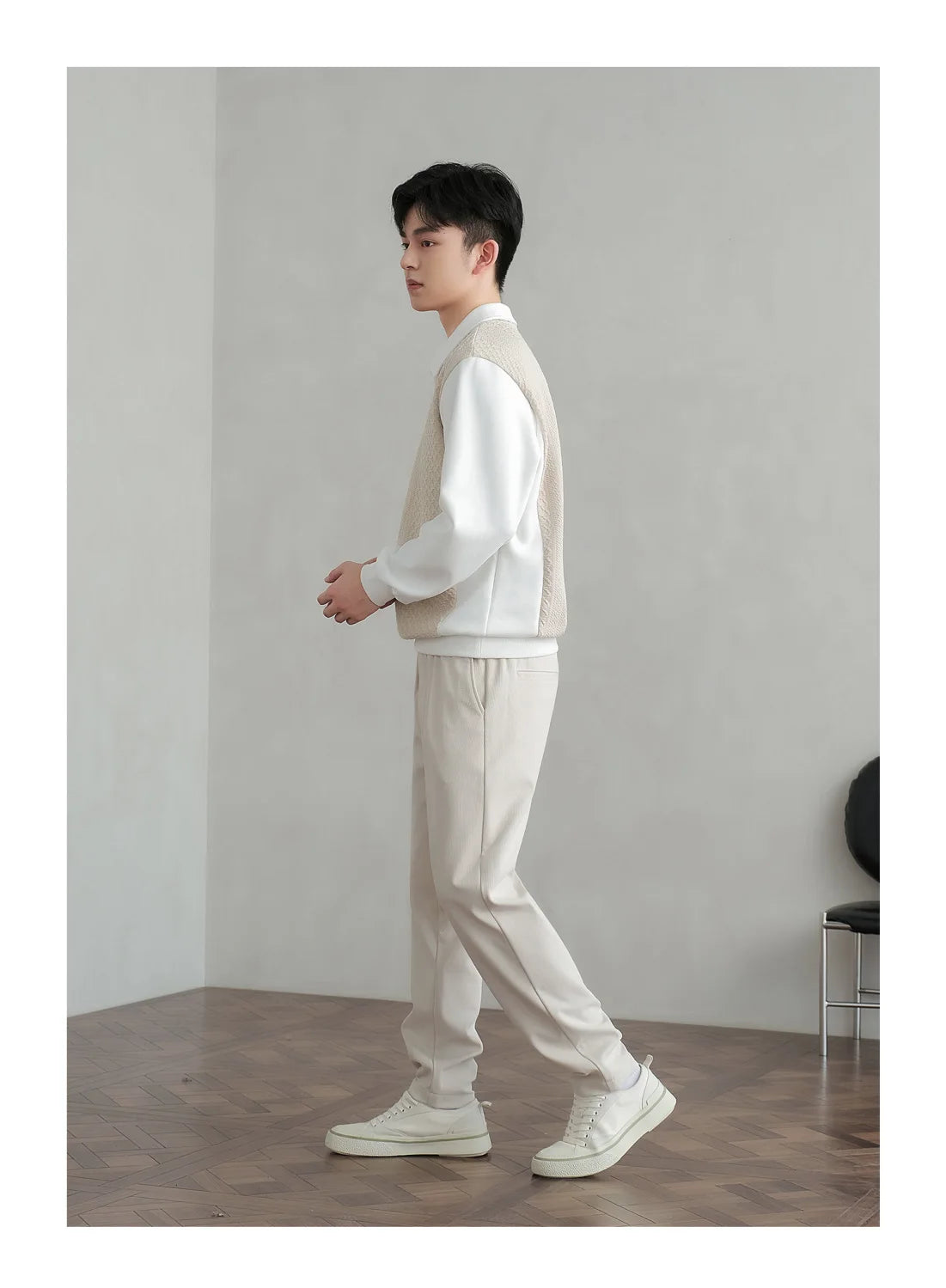 Trend Fashion Men Polo Shirts Spring Autumn New Lapel Half Zipper Fake Two Pieces Contrast Color Korean Casual Long Sleeve Tops