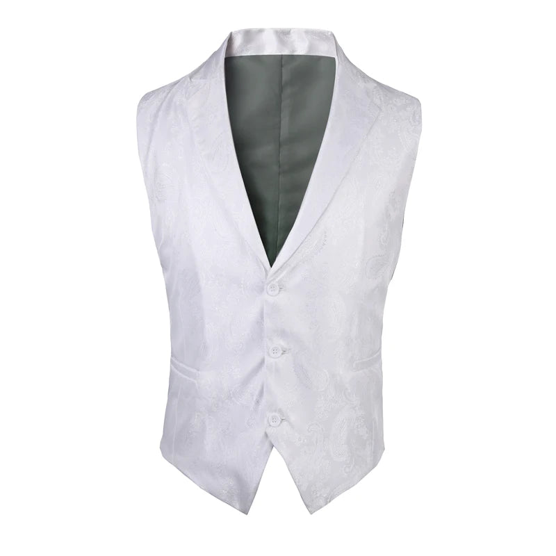 New High-end Suit Collar Jacquard White Vest for Men,