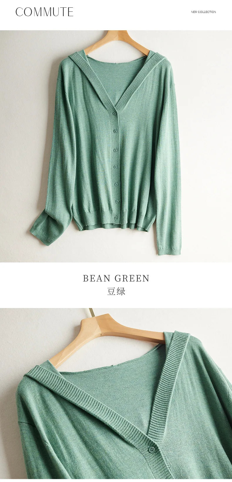 Birdtree 63.9% Silk Cashmere Blended Cardigan Hooded Loose Long Sleeve Knitted Coat Solid Casual Women's Top Autumn New T38533QM