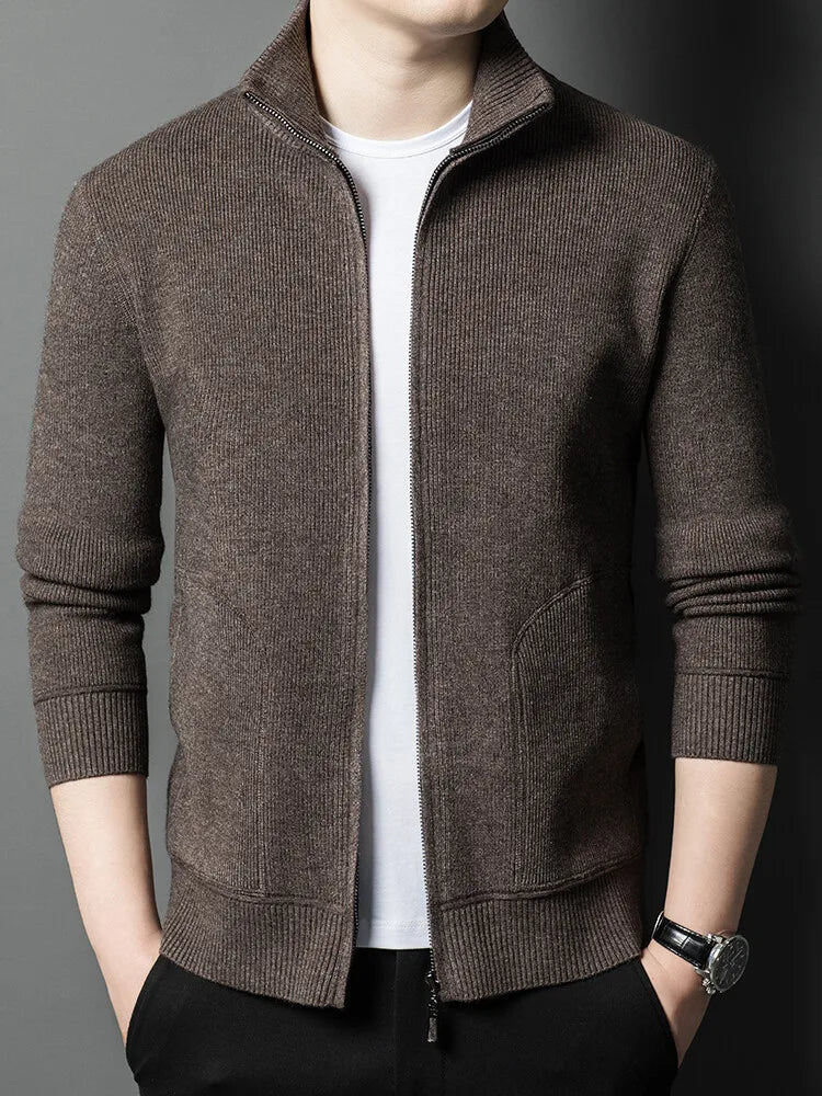 Solid Color Long-sleeved Stretch Cardigan for Men,