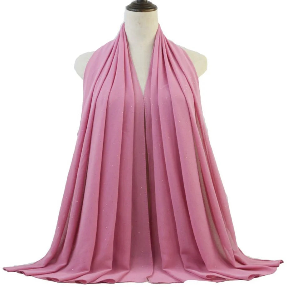 180*75cm Bronzing Muslim Chiffon Hijab Shawls Scarf Women Solid Color Head Wraps Women Hijabs Scarves Ladies Foulard Femme Veil