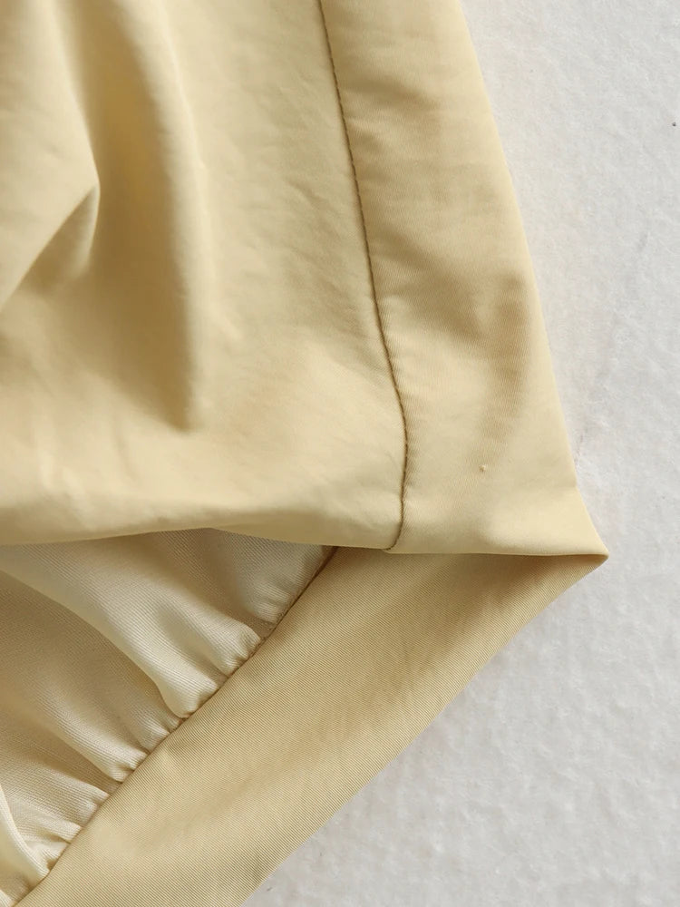Women Yellow Pocket Irregular Big Size Casual Vest New V-collar.
