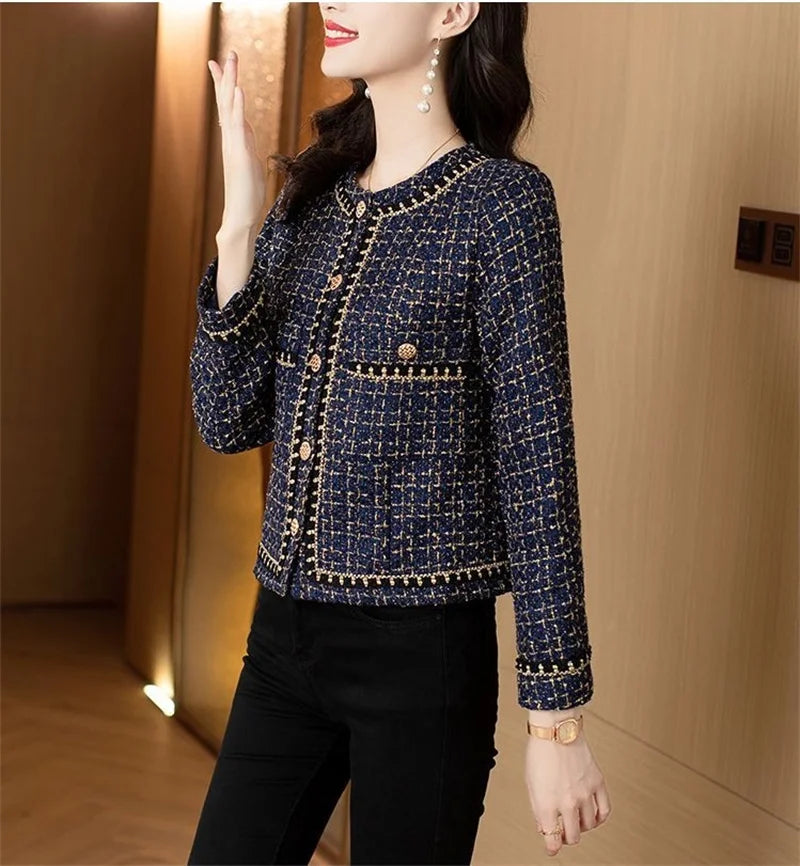 French Vintage Small Fragrance Tweed Jacket Coat Women's .