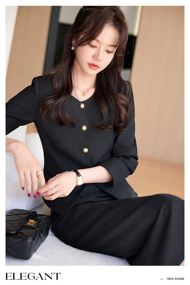 NAVIU Fashion French Vintage Tweed Two Piece Sets Women.