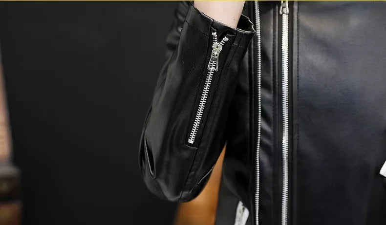 men's new handsome, new oblique zipper, casual color matching .