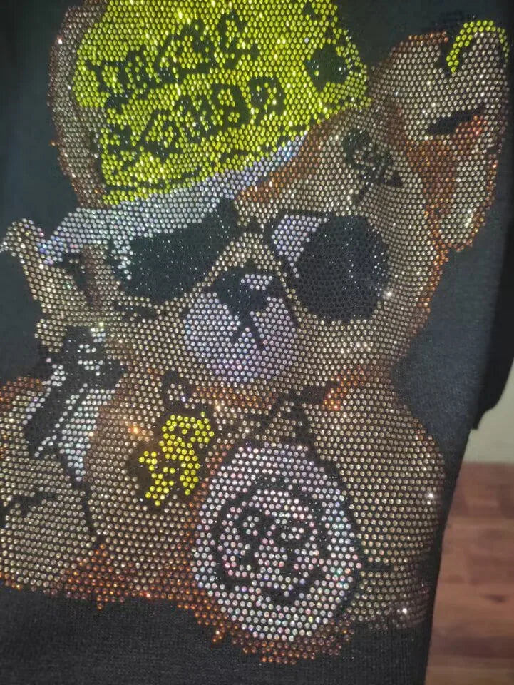 2024 Rhinestones outfit Men  style Fashion Casual Streetwear tracksuit  New men  brand designer