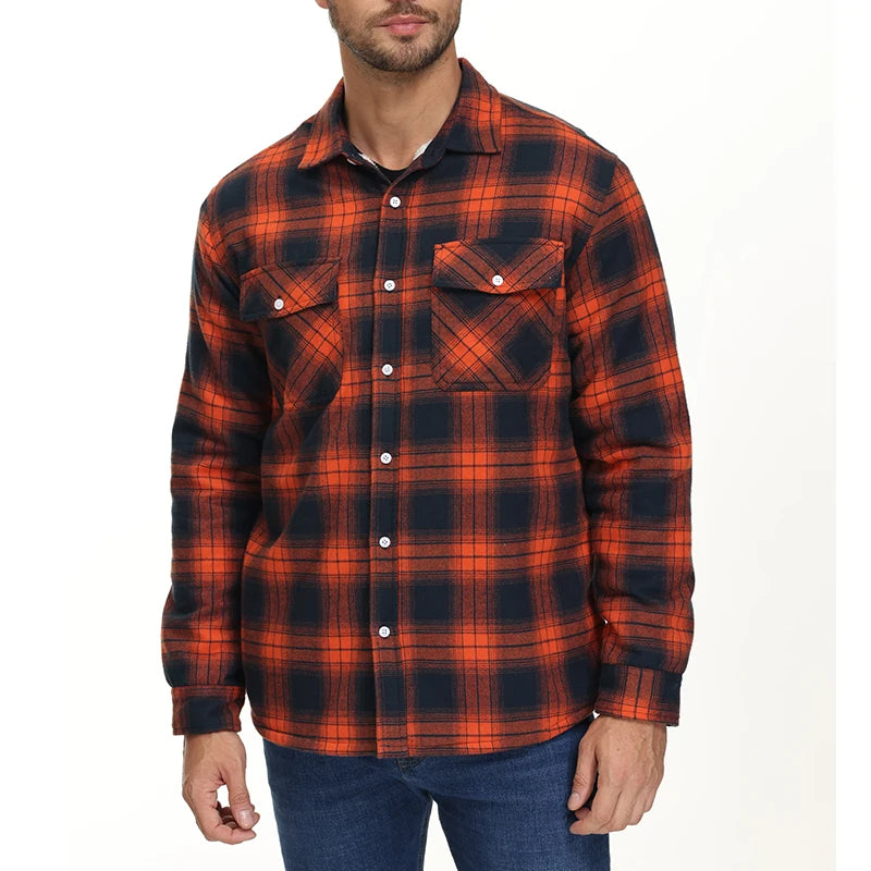 MAGCOMSEN Men's Fleece Plaid Flannel Shirt Jacket.