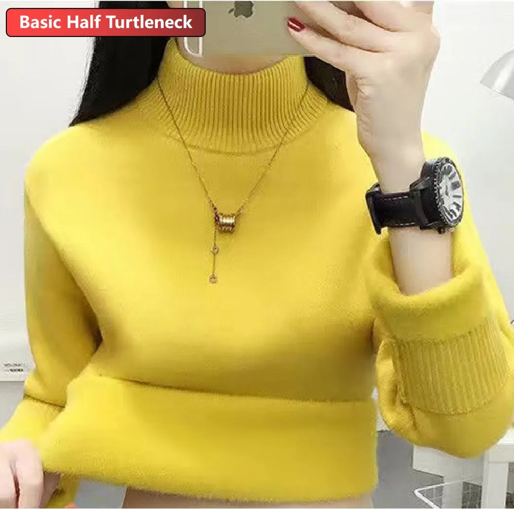Turtleneck Winter Sweater Women Elegant Thicken Velvet.