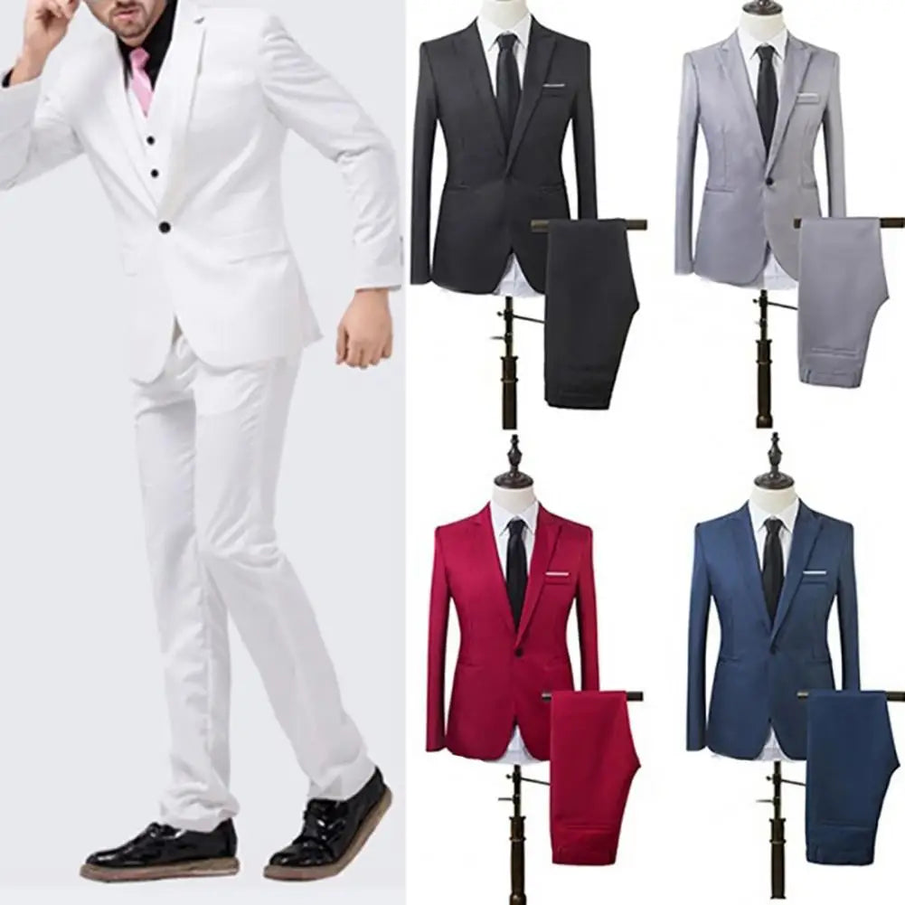 One Button Suit Soft Well-knit Handsome Slim Fit Business.