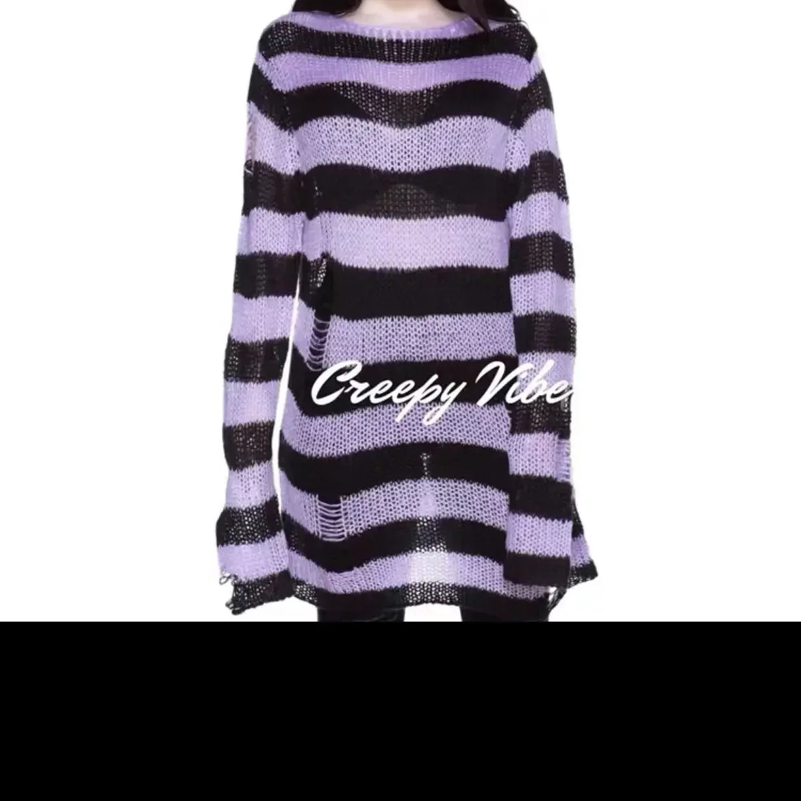 ZMZBCH Sexy Hollow Out Striped Long Sweaters .