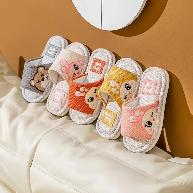 Kids Shoes Slippers Breathable Cotton Linen Boys Girls .
