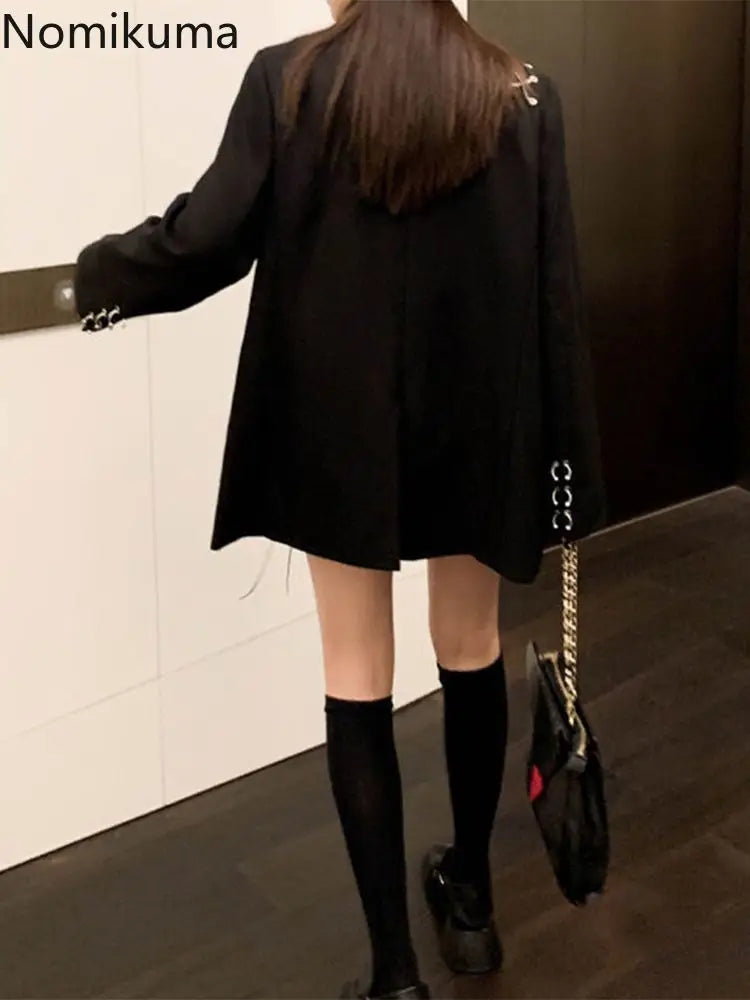 Black Blazer Women Clothing Ropa Mujer Streetwear .
