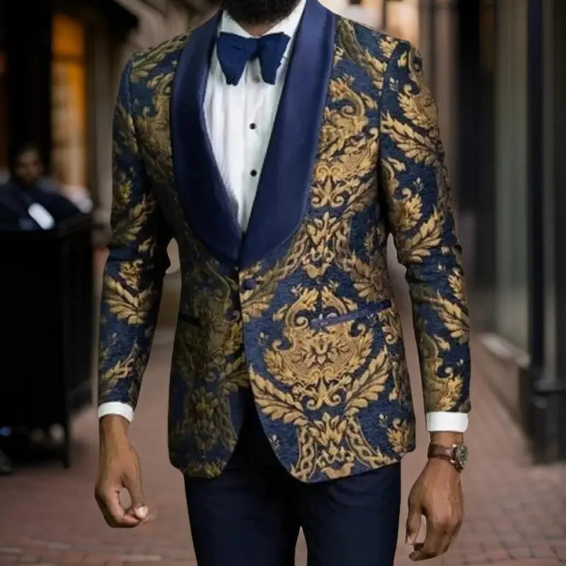 Plaid Men Suits for Gentleman Fashion Prom Party 3 Pcs Groom.