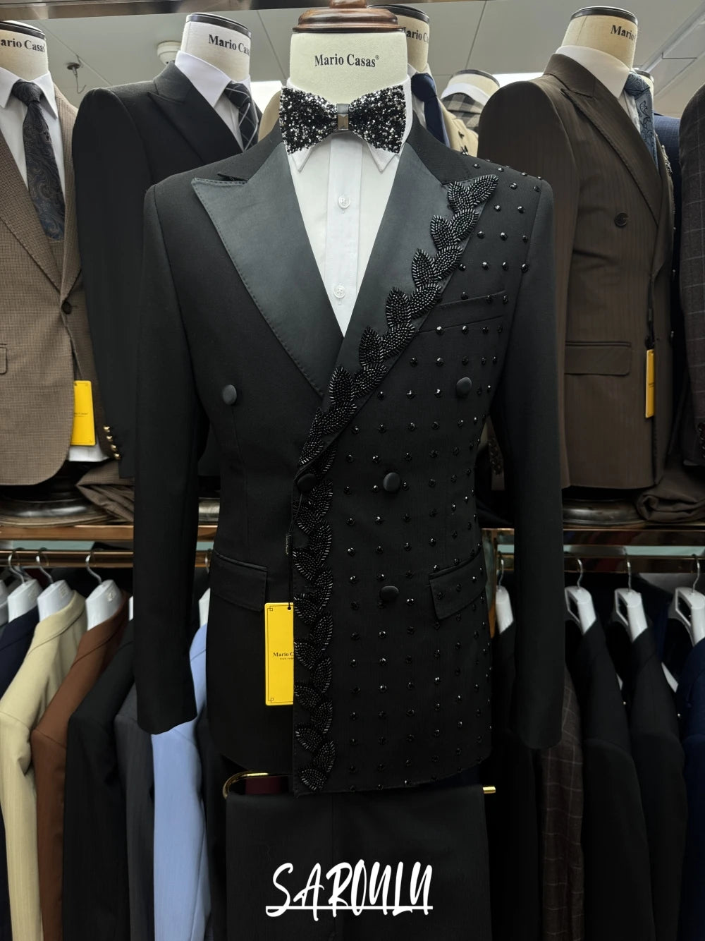 Textured Black Men's Suit Sophisticated Party .