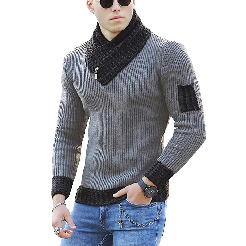 Sweater Turtleneck Men Winter Fashion Vintage Style Sweater.