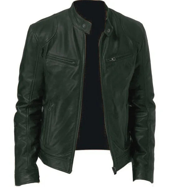 Mens Leather Jacket Autumn Winter Business Gentleman.