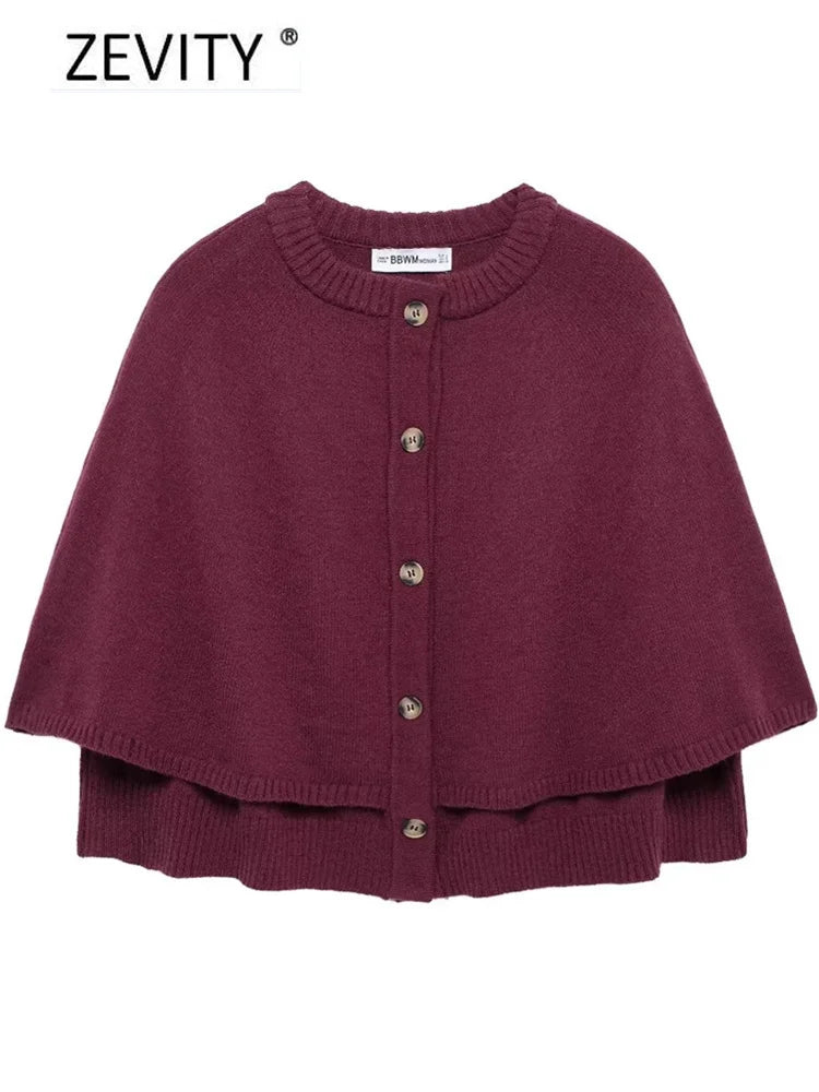 Women O Neck Breasted Solid Color Knitted Shawl Sweater Jacket Female .