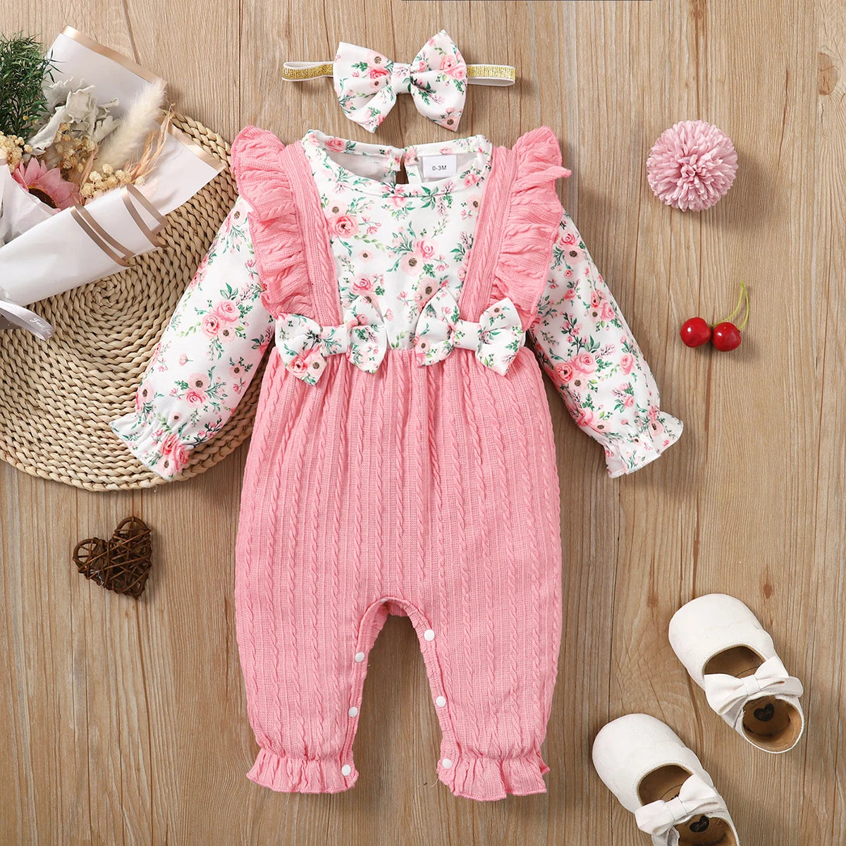 0-18 Months Newborn Baby Girl Romper Cute Floral Long Sleeve .