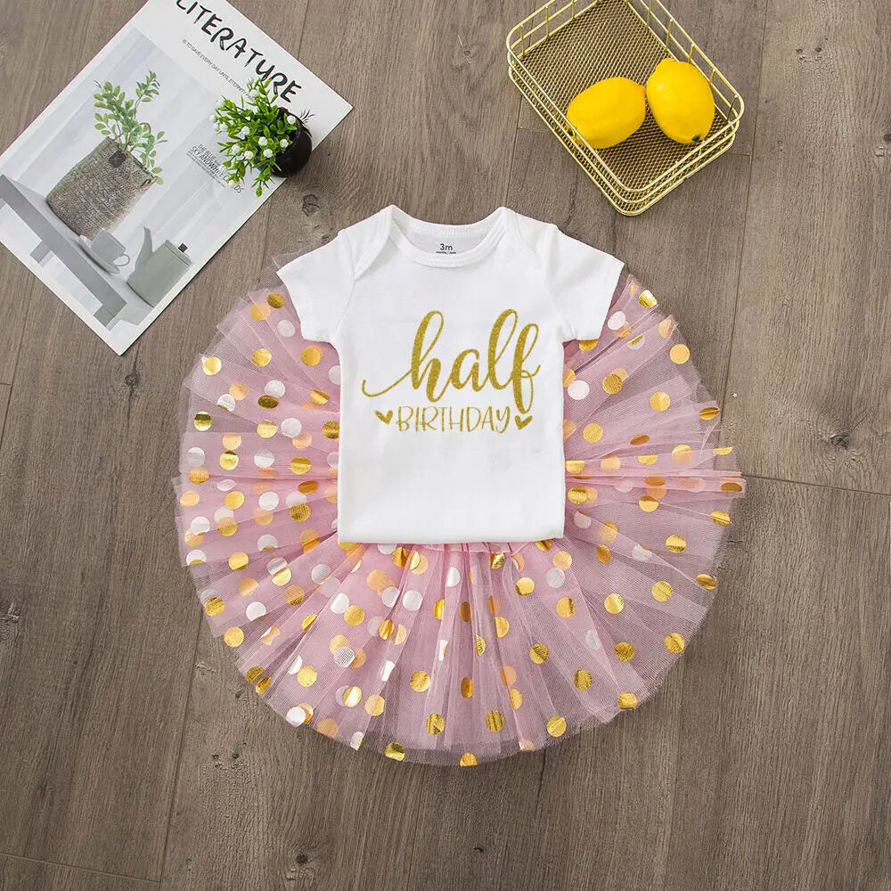 My 1st Birthday Baby Girl Birthday Cake Smash Outfit Toddler Girl First Birthday Romper Tutu Skirt One Year Old Gifts