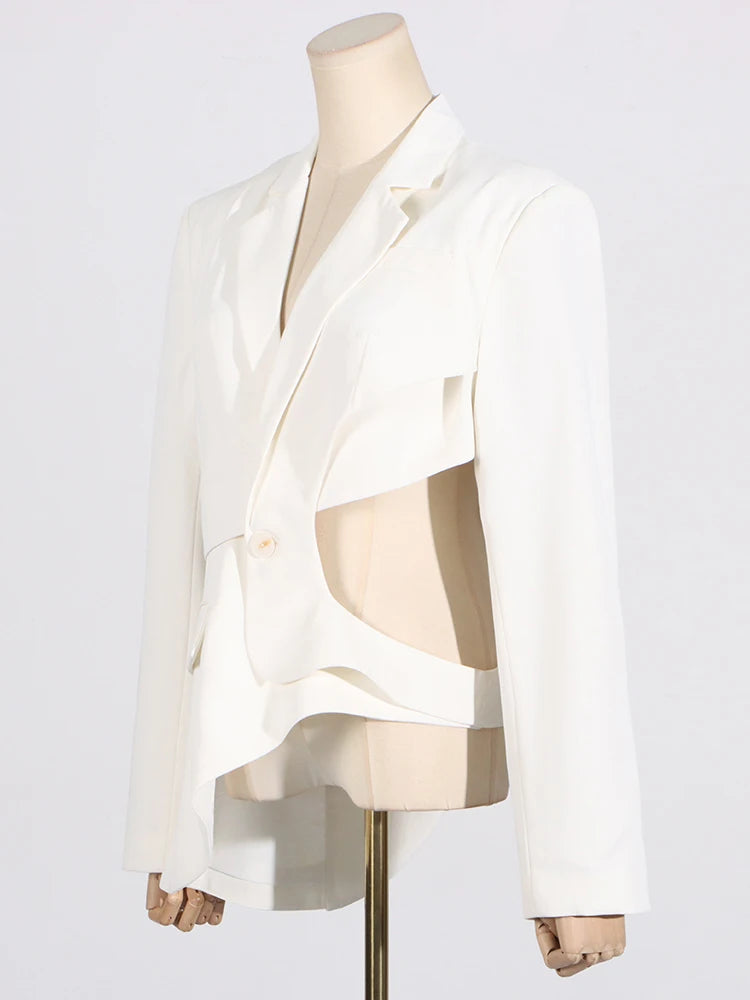 VGH Solid Hollow Out Casual Irregular Blazers For Women .