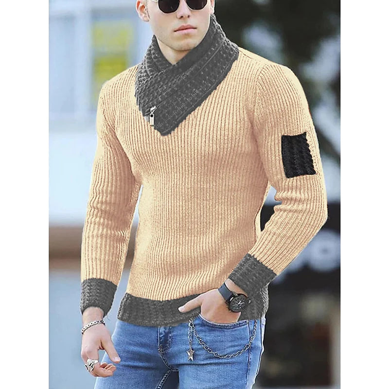 Sweater Turtleneck Men Winter Fashion Vintage Style Sweater.