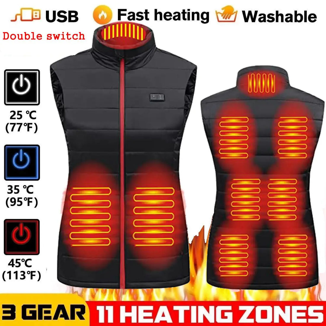 Women Heated Vest Electric Heated Jackets Women Sportswear.
