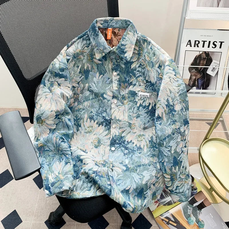 American Style Jacquard Printing Oil Painting Casual Jacket For Men.